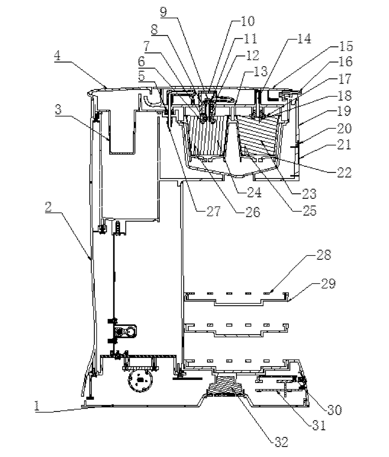 Coffee machine with a multi-cellular capsule seat