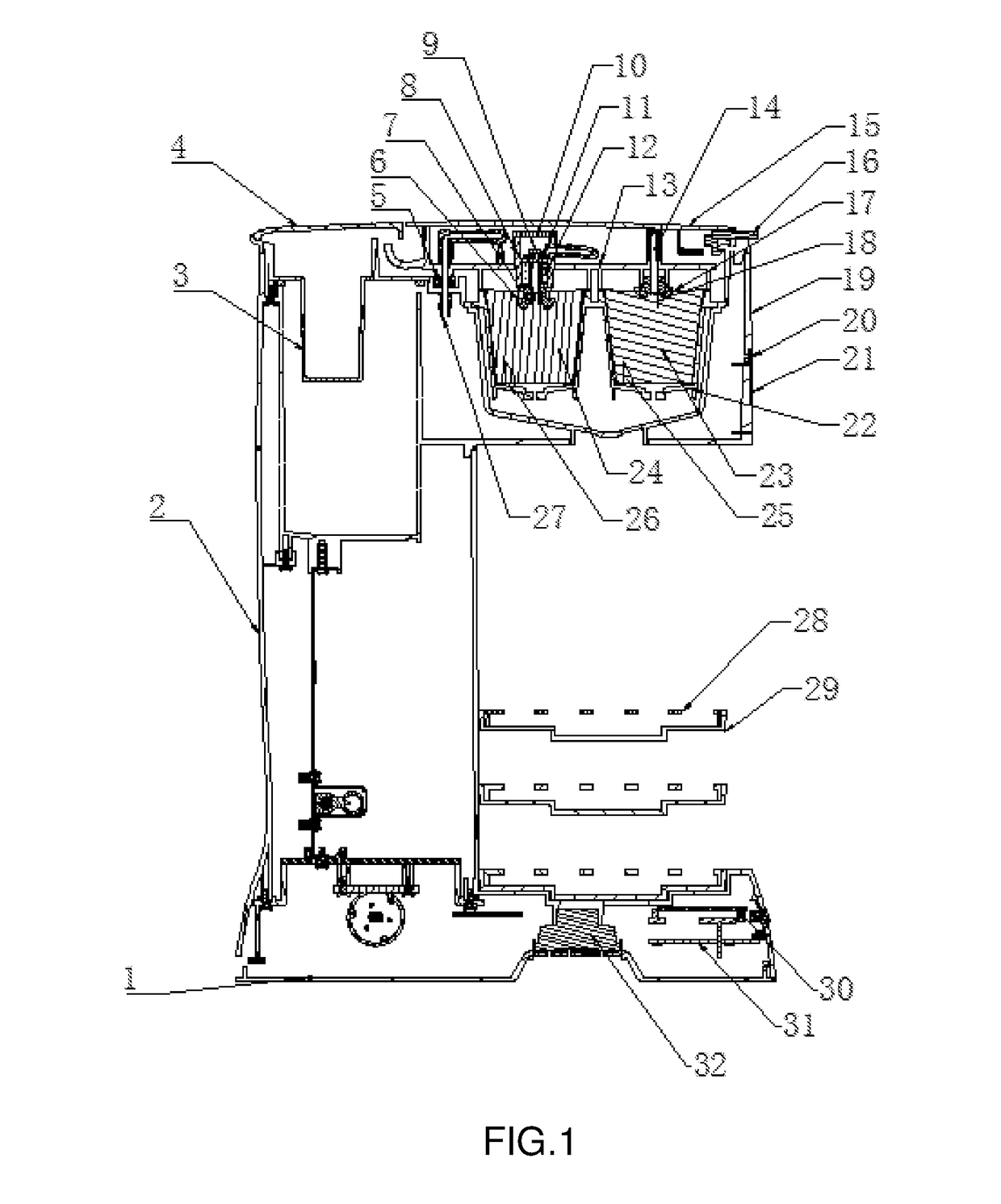 Coffee machine with a multi-cellular capsule seat