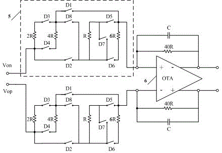 CMOS (complementary metal-oxide semiconductor transistor) biomedical signal acquisition unit in differential capacitance network feedback structure