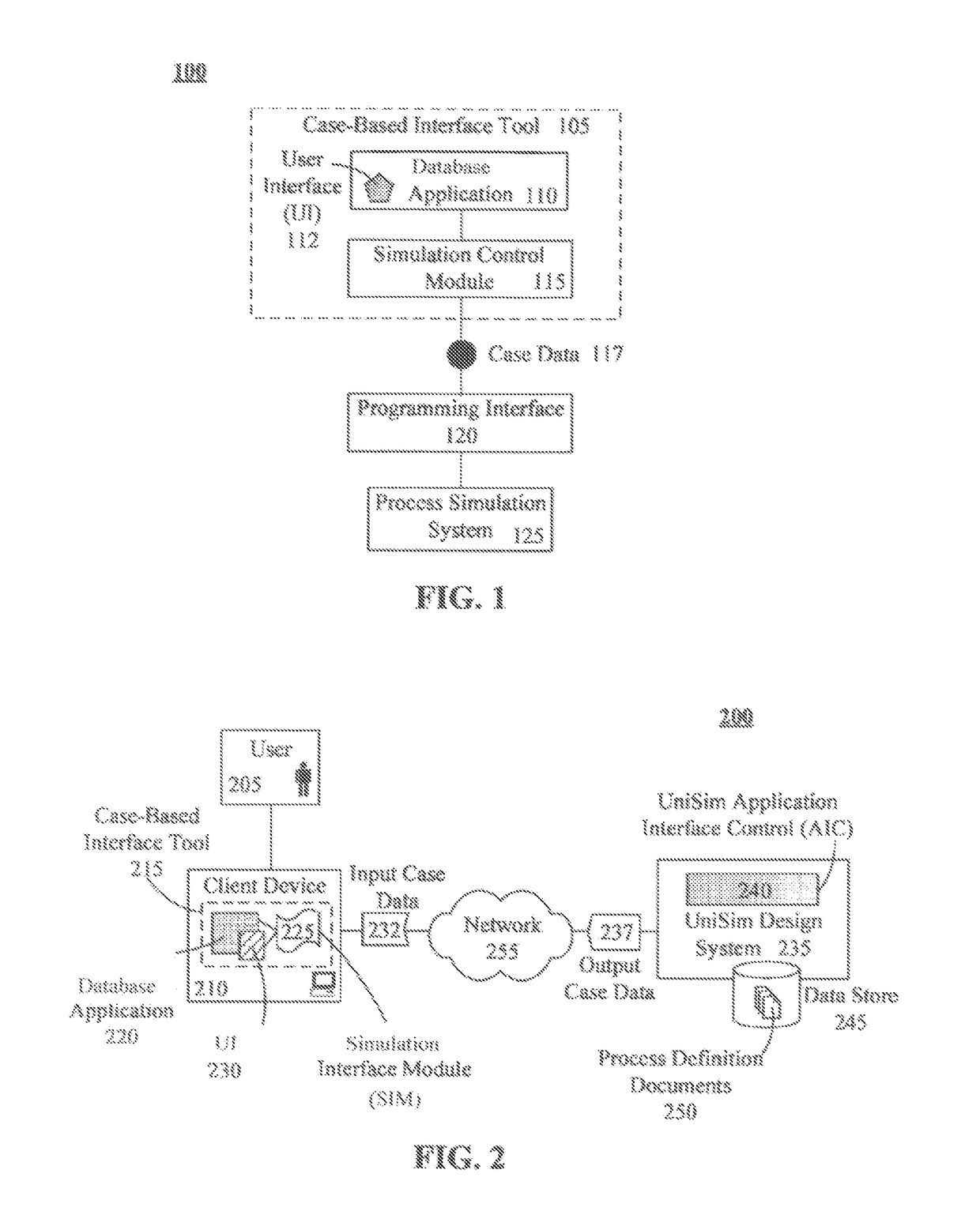 Database user interfaces with flowsheets of a simulation system