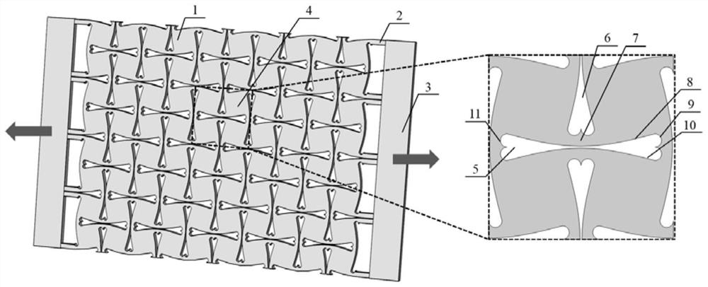 A tunable bandgap mechanical metamaterial with high tensile strength
