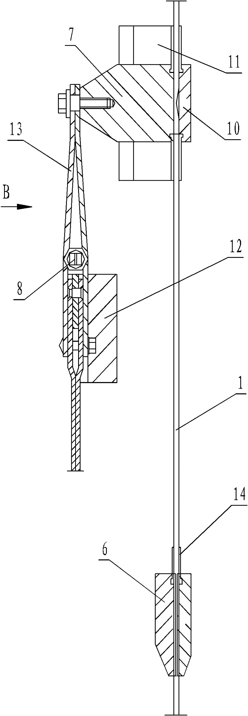 Locking device for quick de-compiling through passage of high-speed train