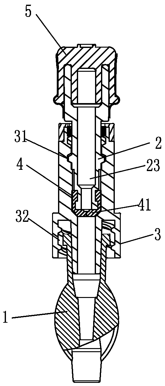 Medical infusion connector with shut-off valve connected to indwelling catheter outside the body