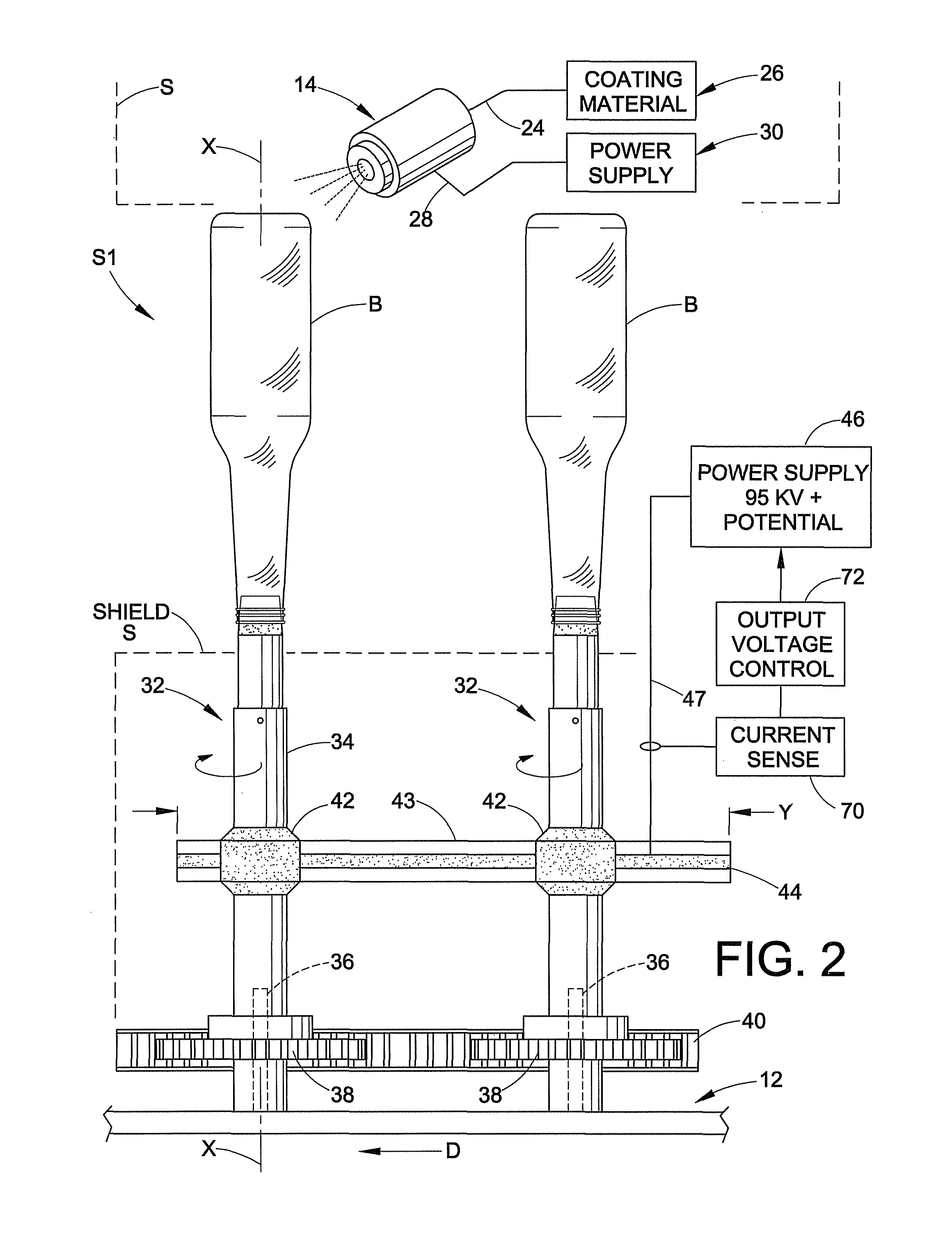 Low capacitance container coating system and method