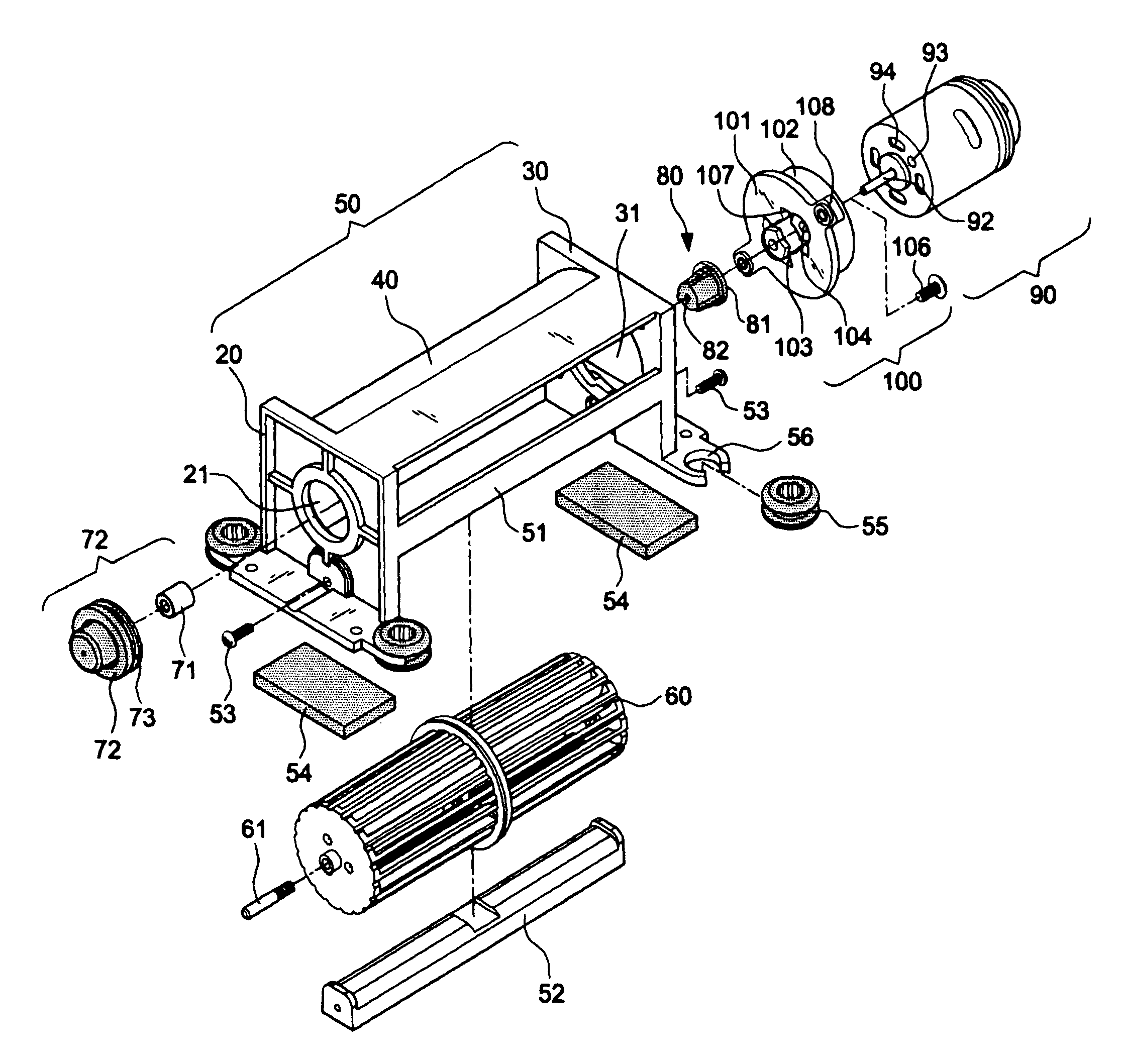 Cross flow fan structure