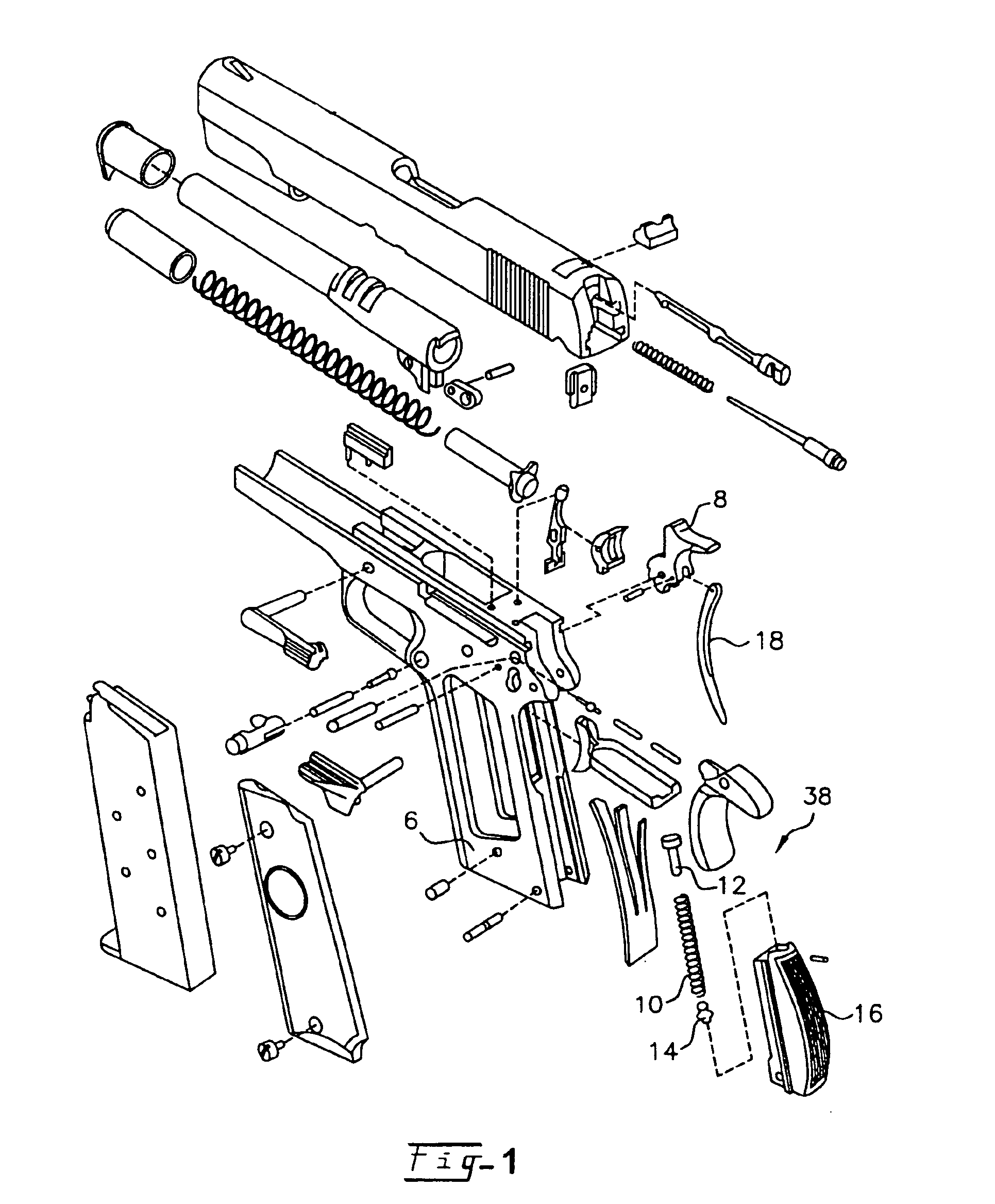 Model 1911 type firearm safety lock