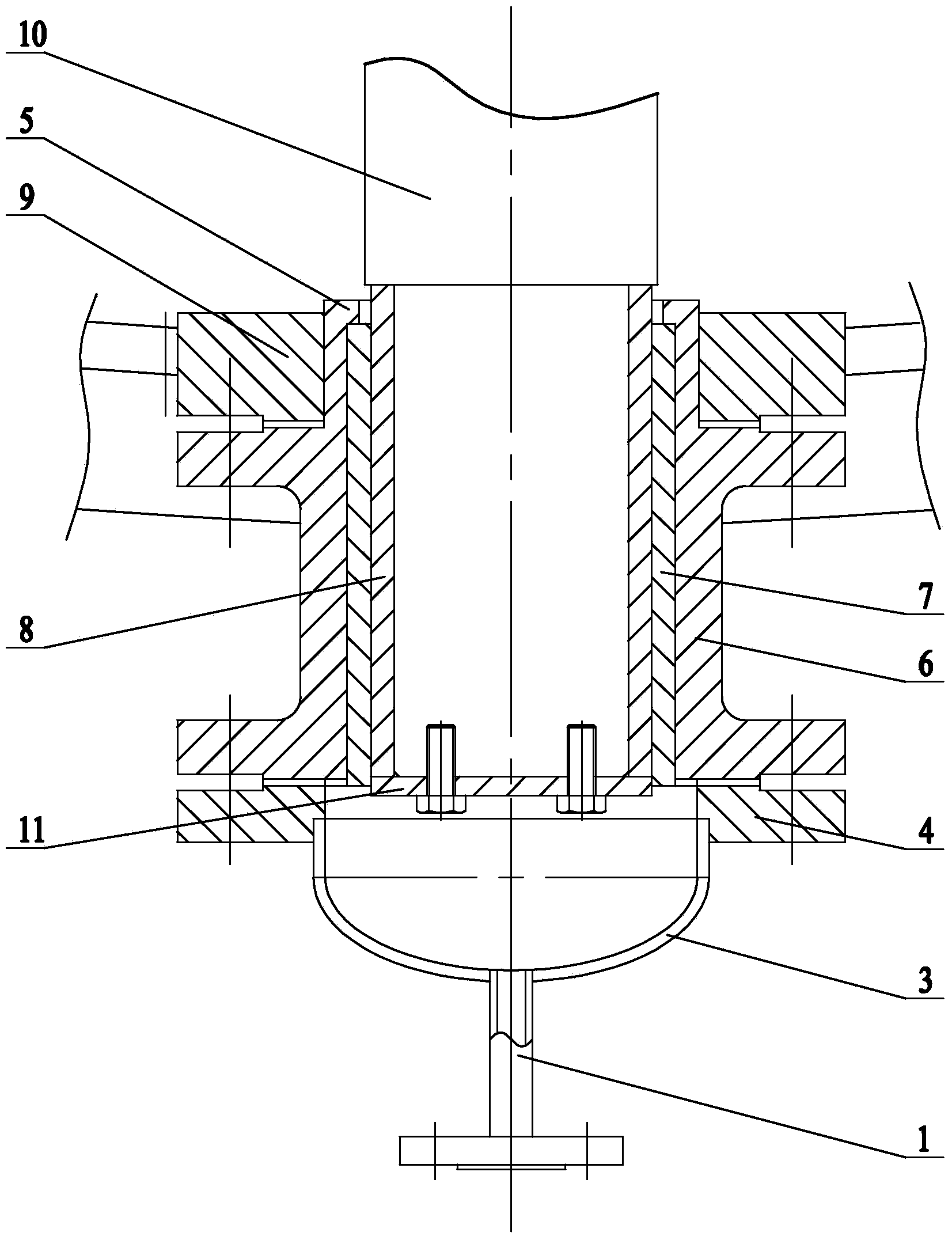 Bottom supporting device of reaction kettle