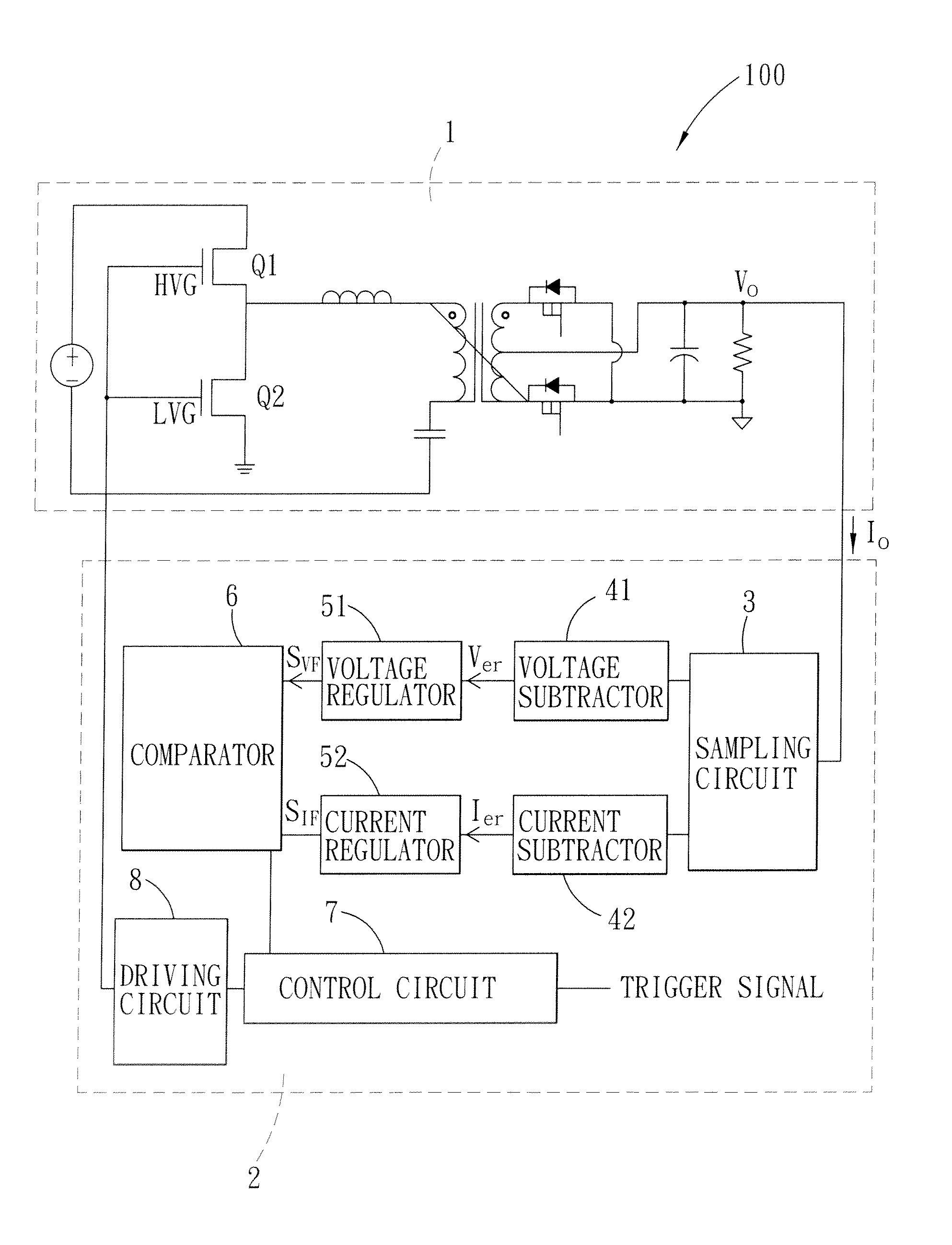Resonant converting device, and control module and method for controlling a resonant converter