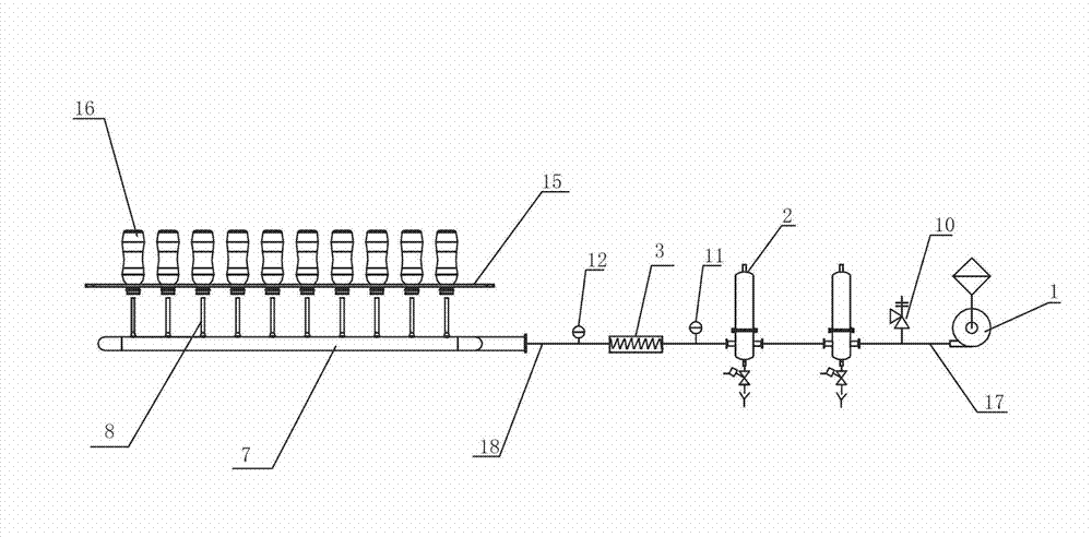 Preheating and drying device for sterilizing filling equipment