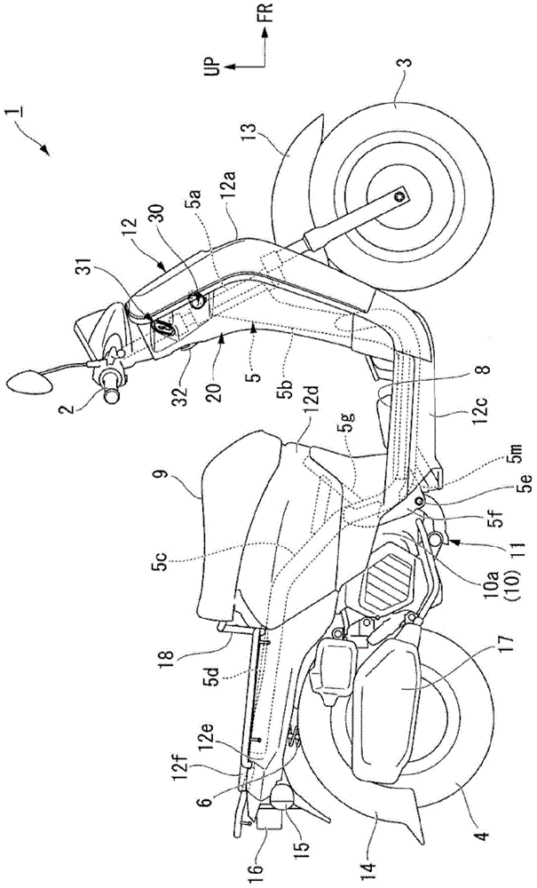 Vehicle forepart structure of saddle-riding type vehicle