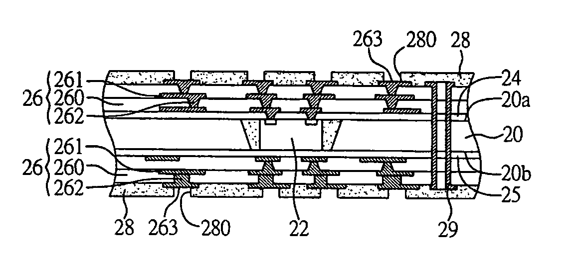 Carrier board structure with semiconductor chip embedded therein