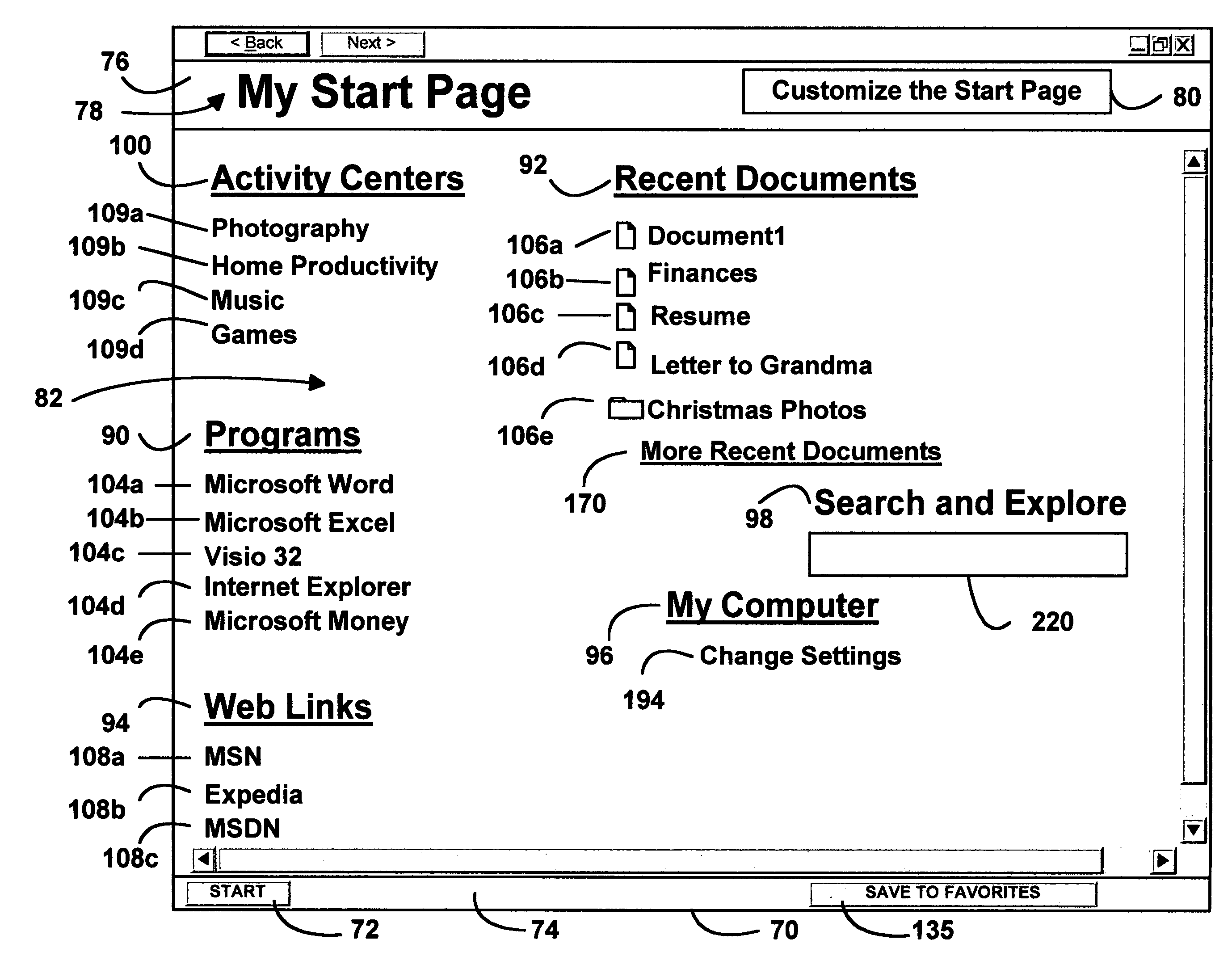 Multiple-page shell user interface