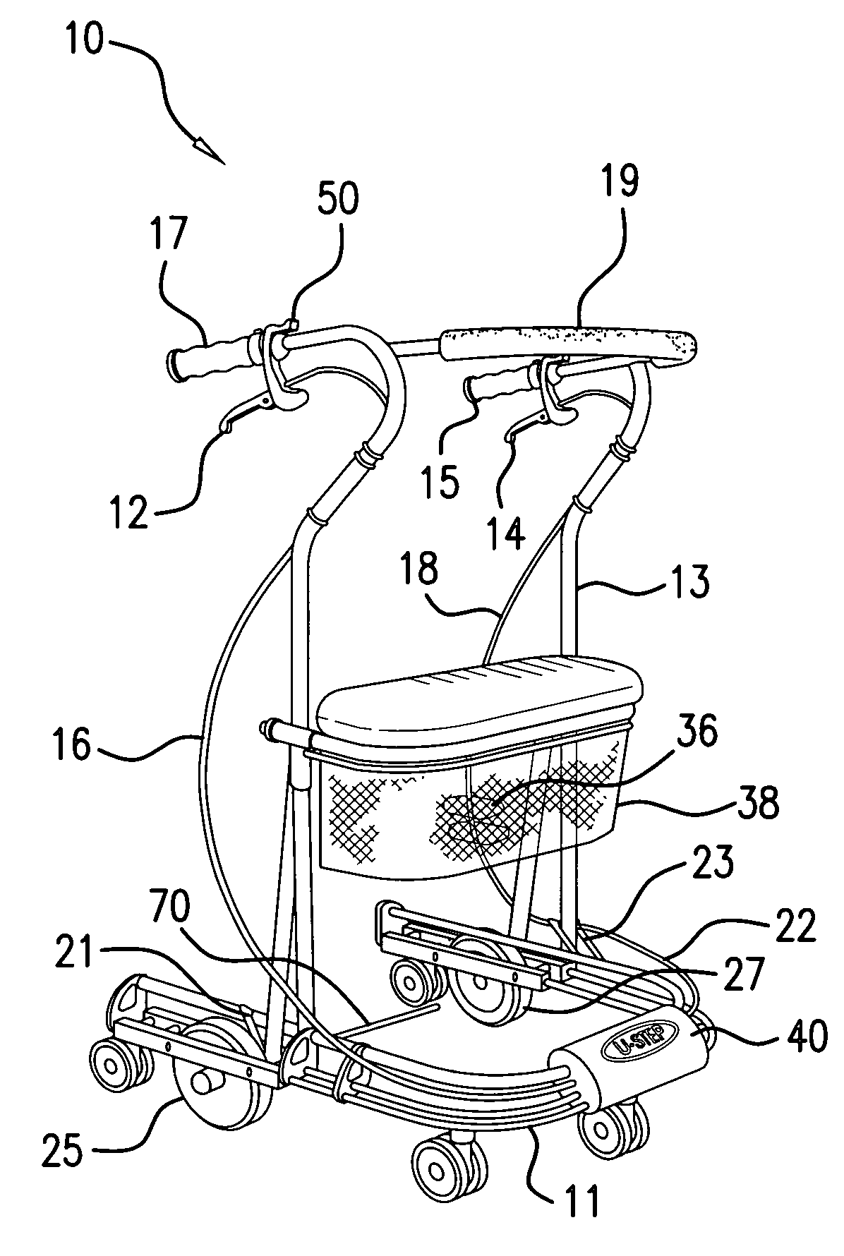 Projection and actuation device for a walking stabilizer
