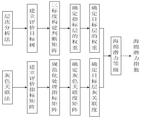 Grey correlation-analytic hierarchy process based evaluation method for potential index of spongy urban area