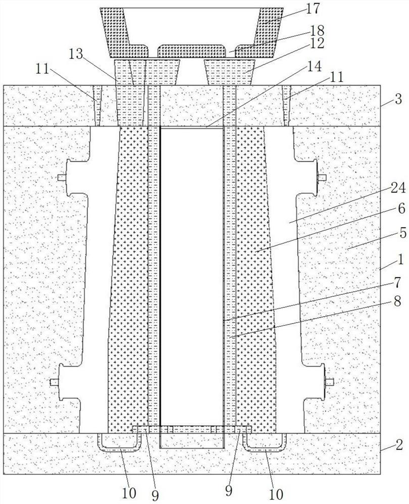 Modeling structure and casting method for manufacturing large floating type ingot mold