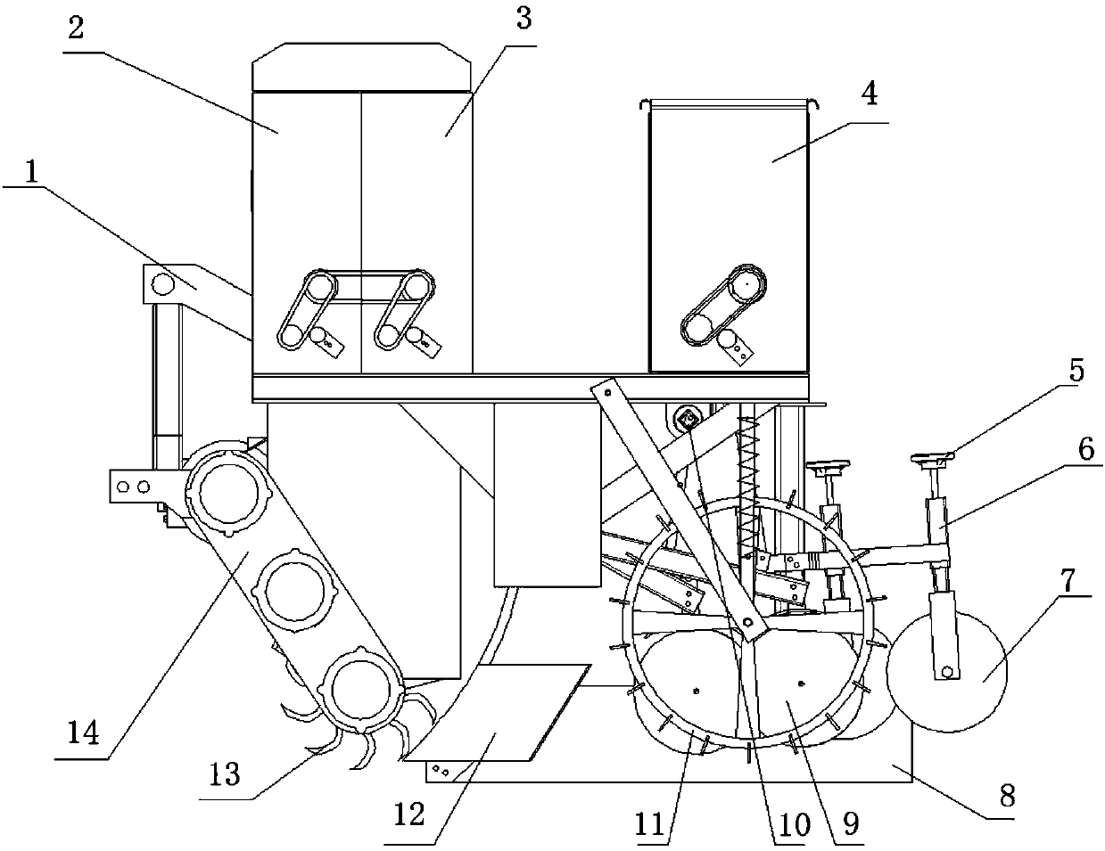 Multifunctional rotary tillage ditching combined seed and fertilizer drill