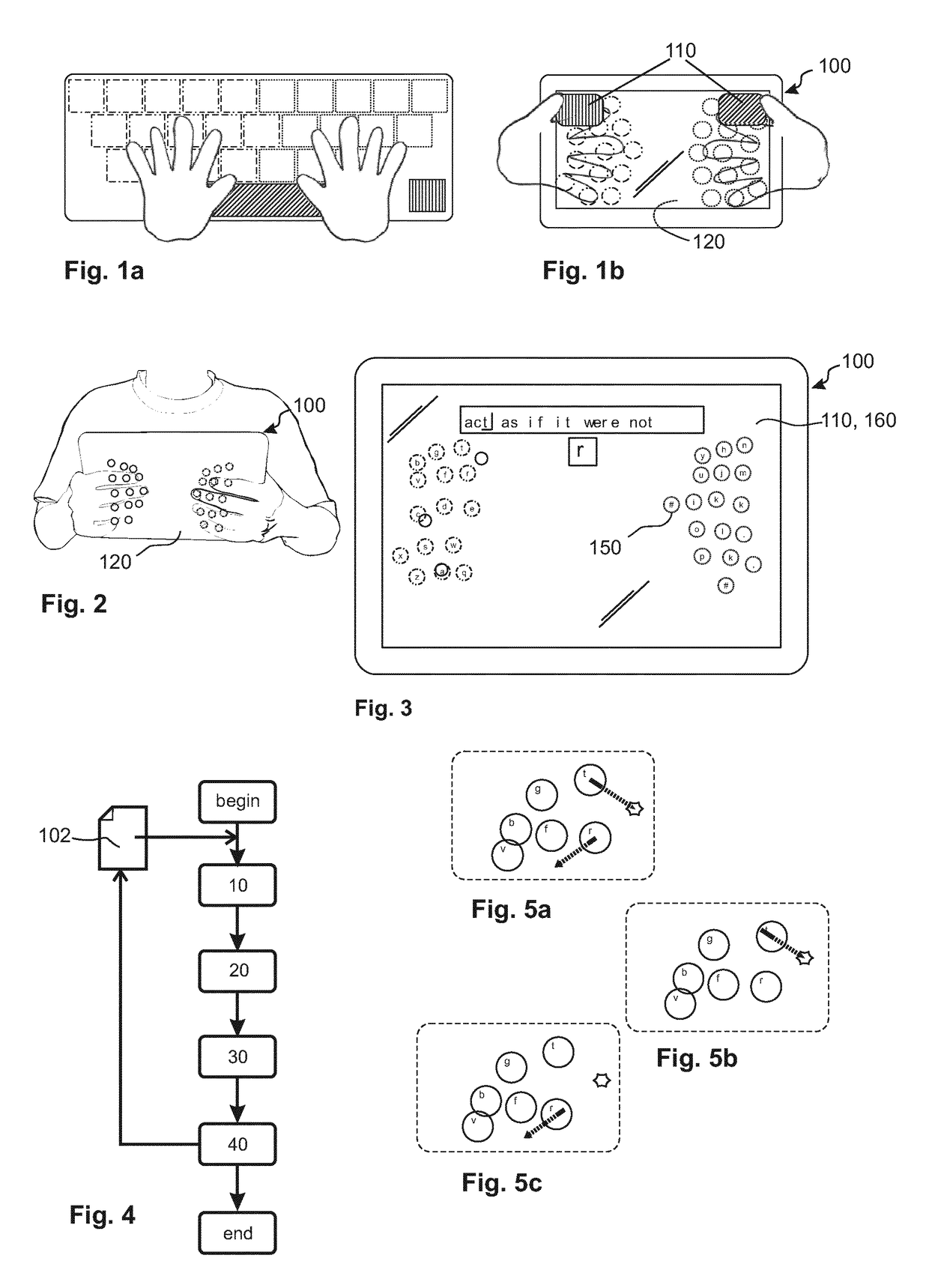 Method and device for typing on mobile computing devices