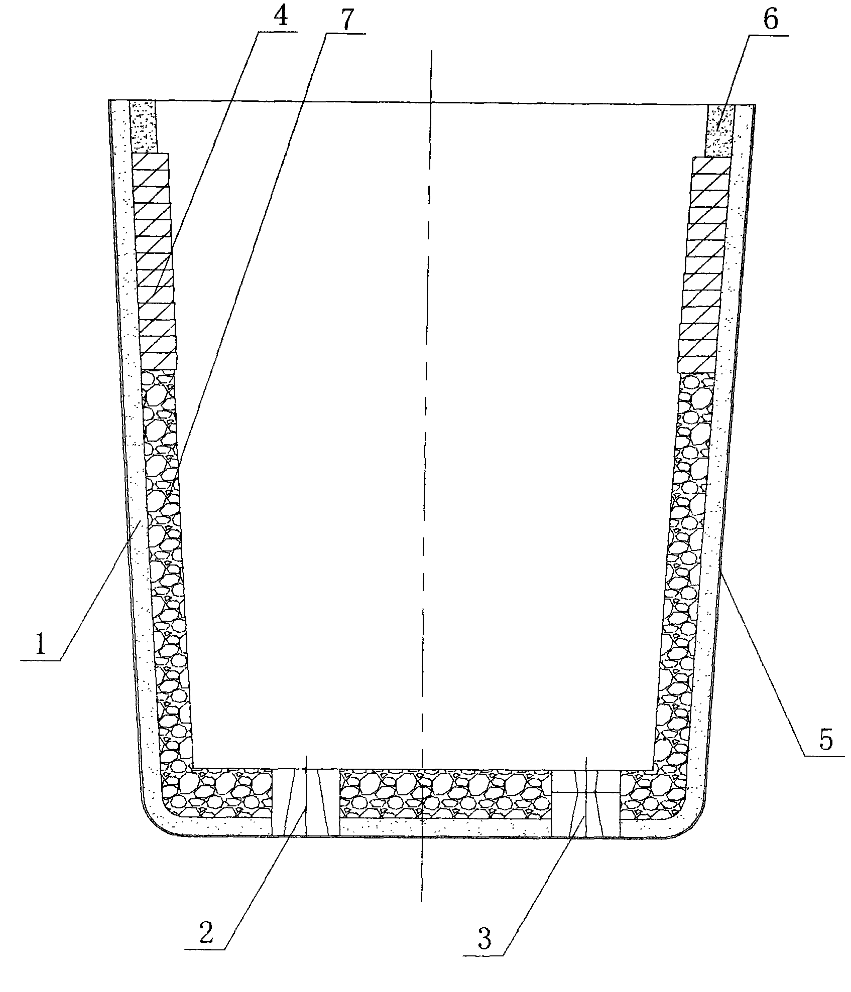 Large steel ladle and manufacturing method for same