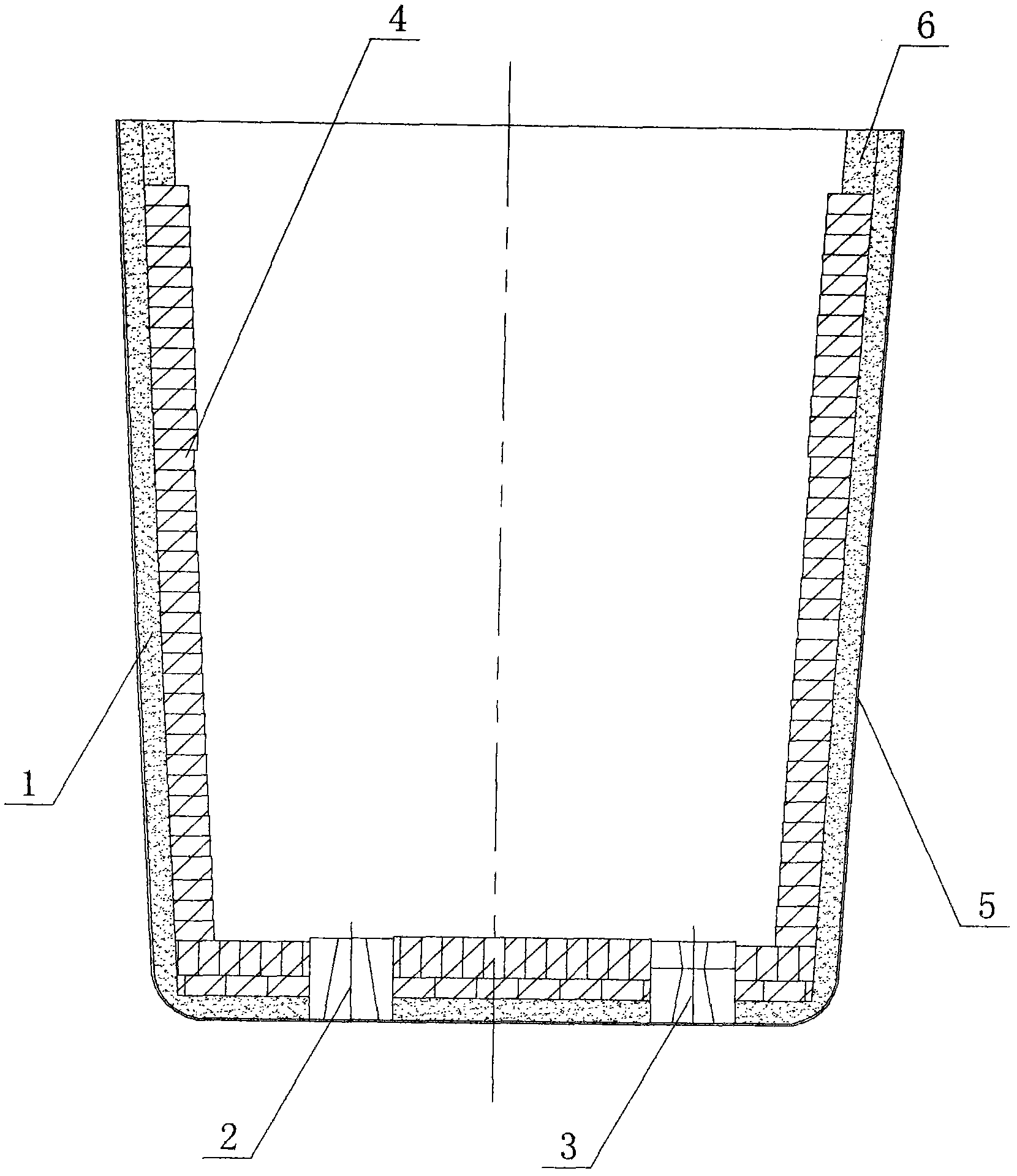 Large steel ladle and manufacturing method for same