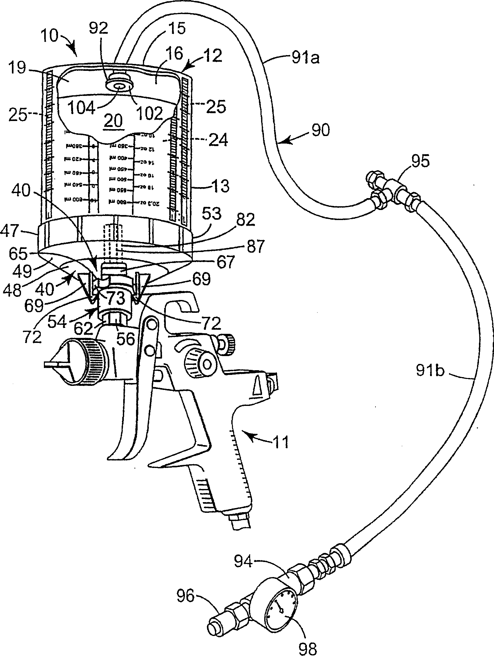 A liquid supply component assisted with a spray gun and a liquid supply method thereof