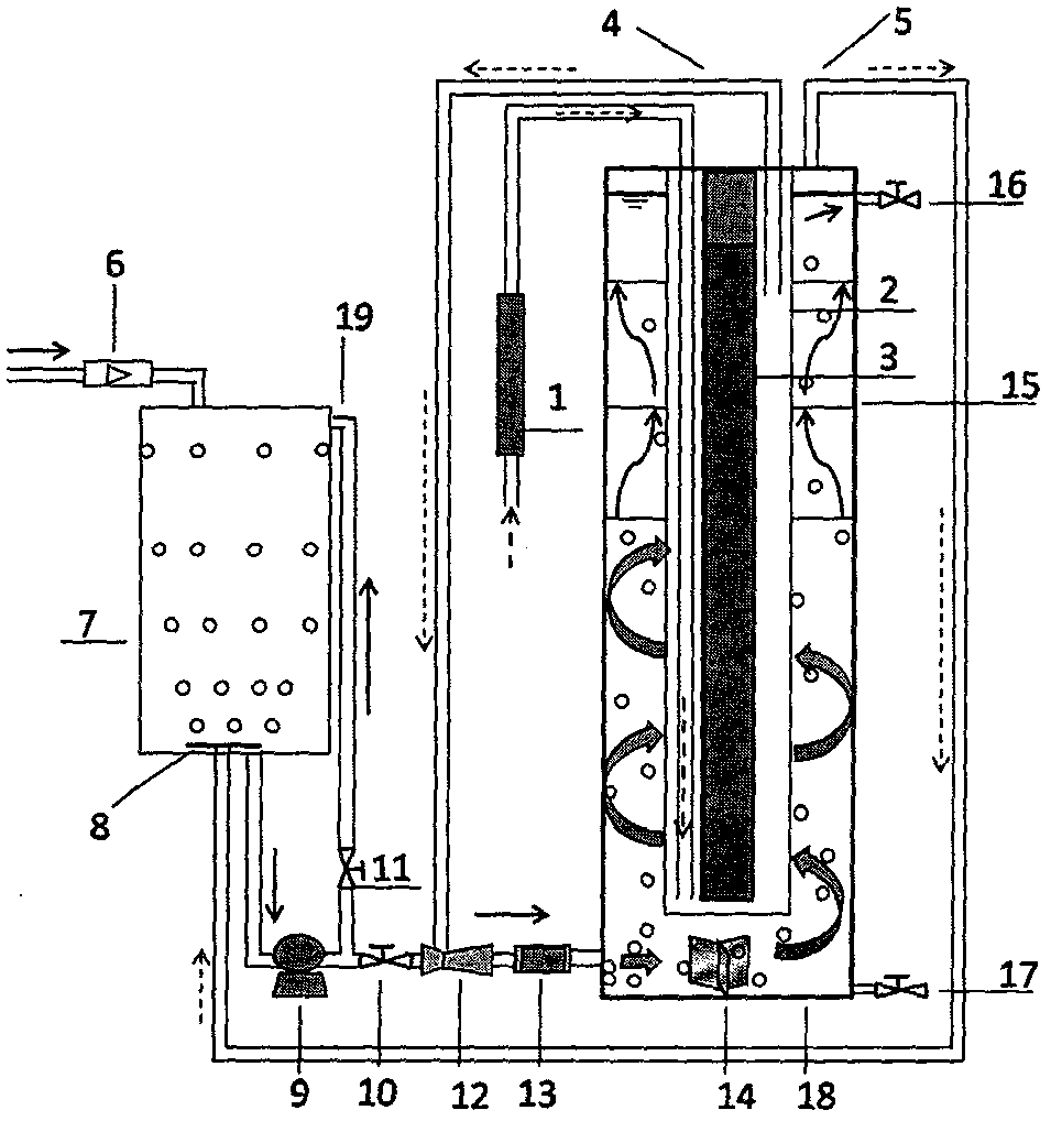 Ultraviolet-photochemical compound water purifying process and device capable of realizing synchronous cleaning