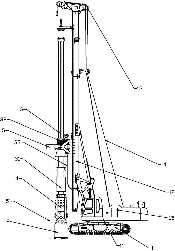 Rotary drilling machine with vibrator
