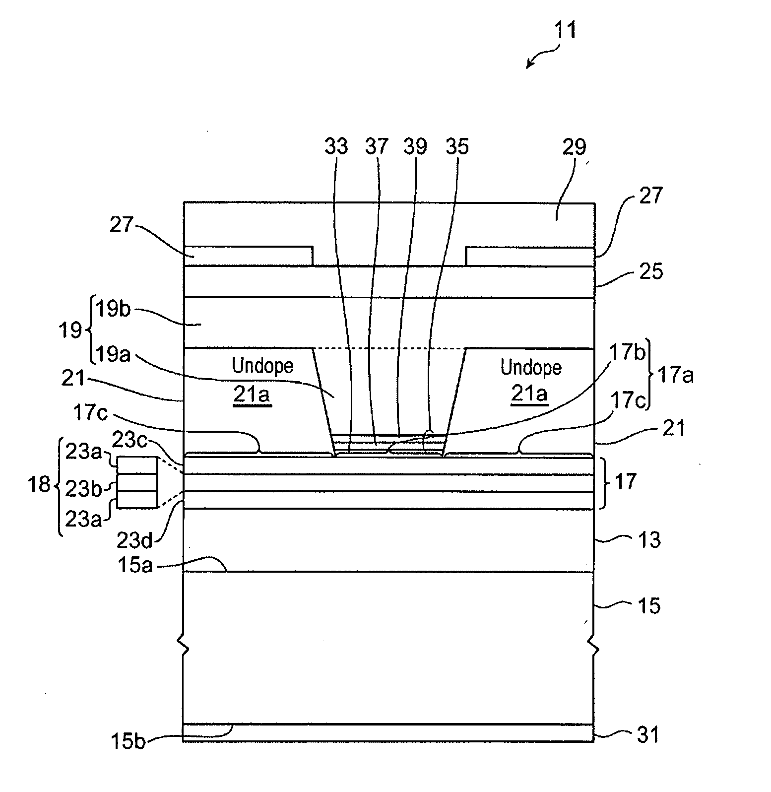 Semiconductor laser diode with a ridge structure buried by a current blocking layer made of un-doped semiconductor grown at a low temperature and a method for producing the same