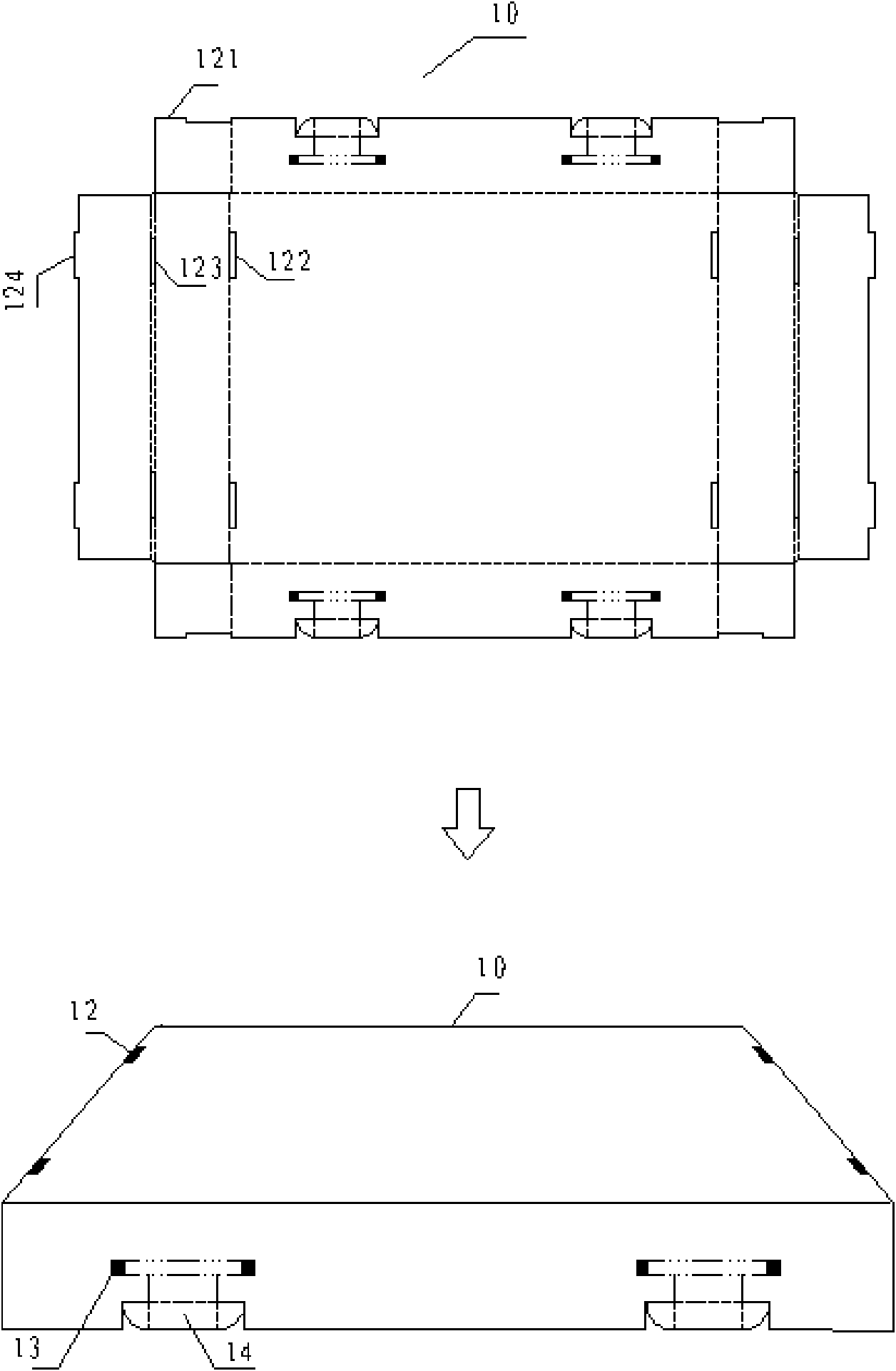 Flat-panel television packaging structure and processing method thereof