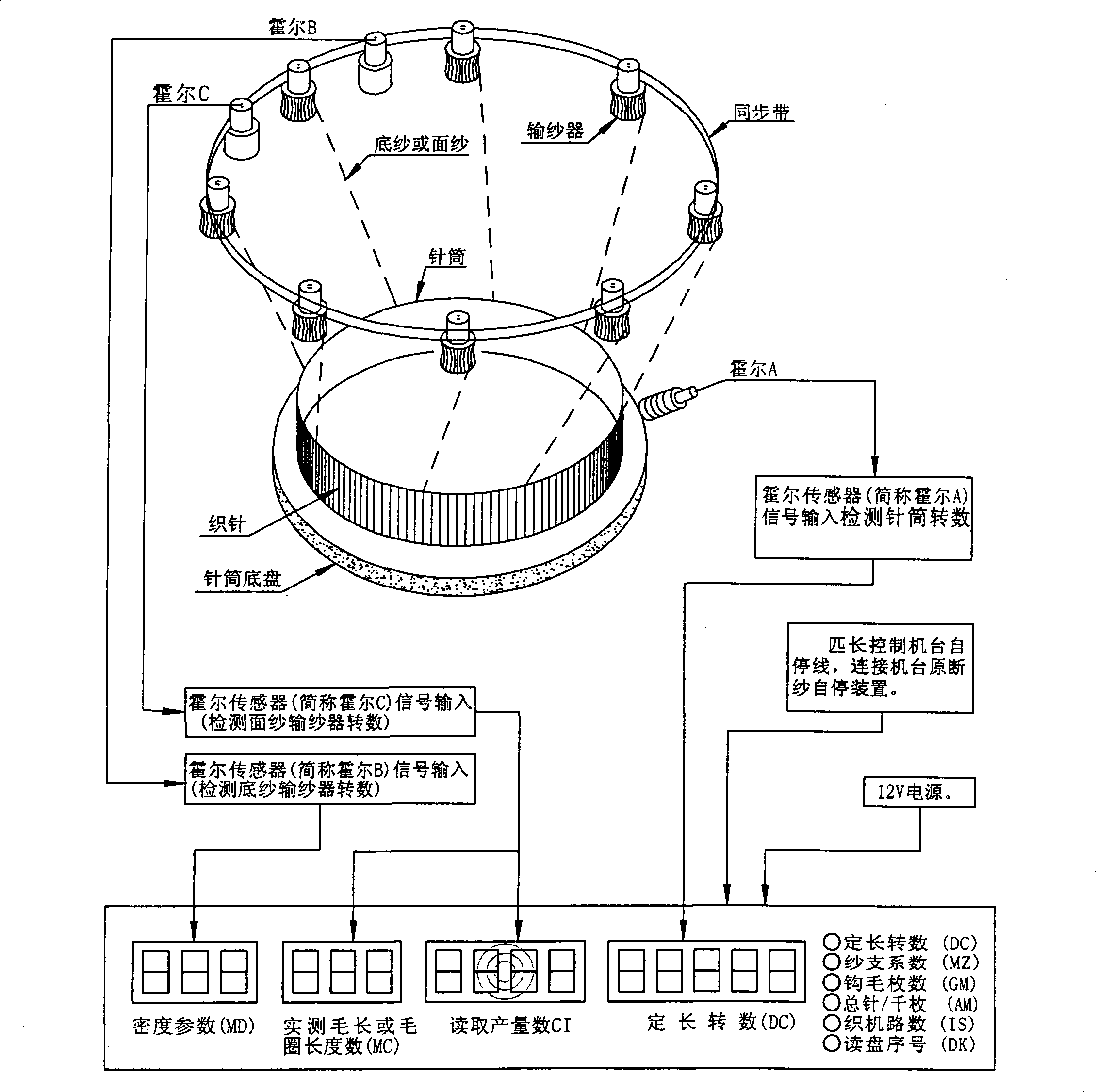 Parameter detecting device and method for textile weaving process