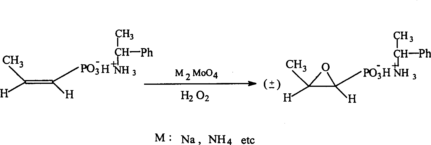 Process for synthesizing fosfomycin using cis-propenyl phosphonic acid as raw material