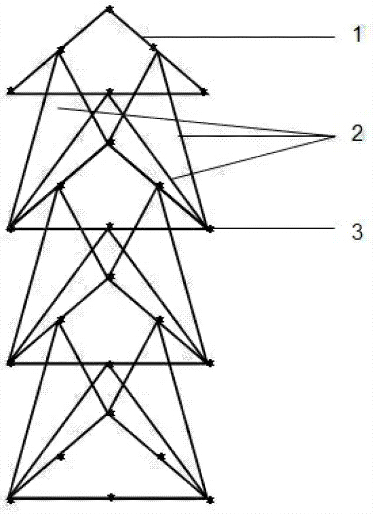 Regularly triangular meshy magic cube structural component