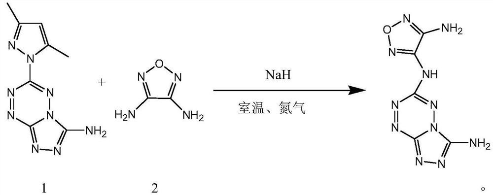 Tetrazine-furazan ring high-nitrogen energetic compound and synthesis method thereof
