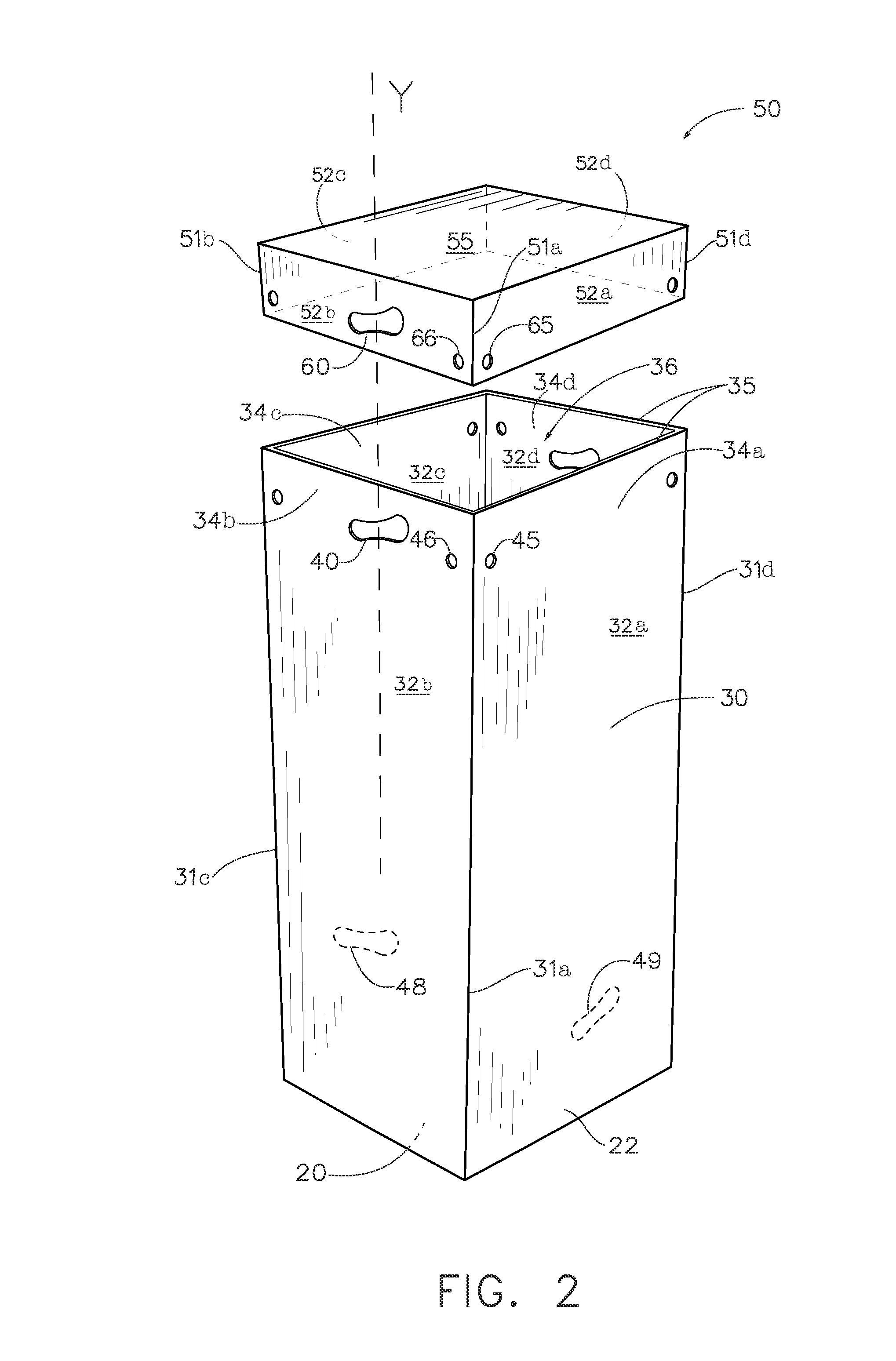 Shipping container with grips and locking ports