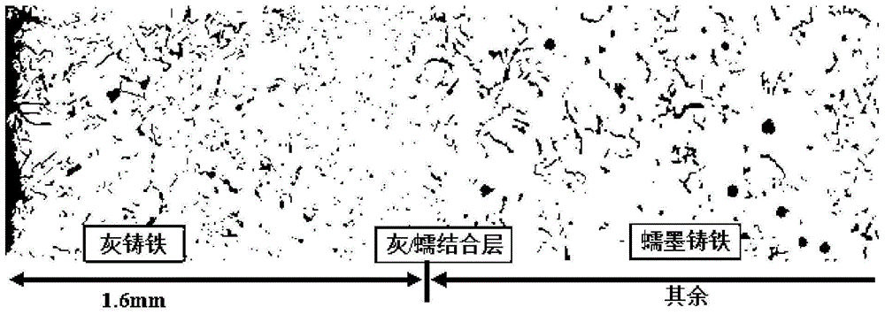 Preparation method of gray/vermicular graphite composite cast iron material