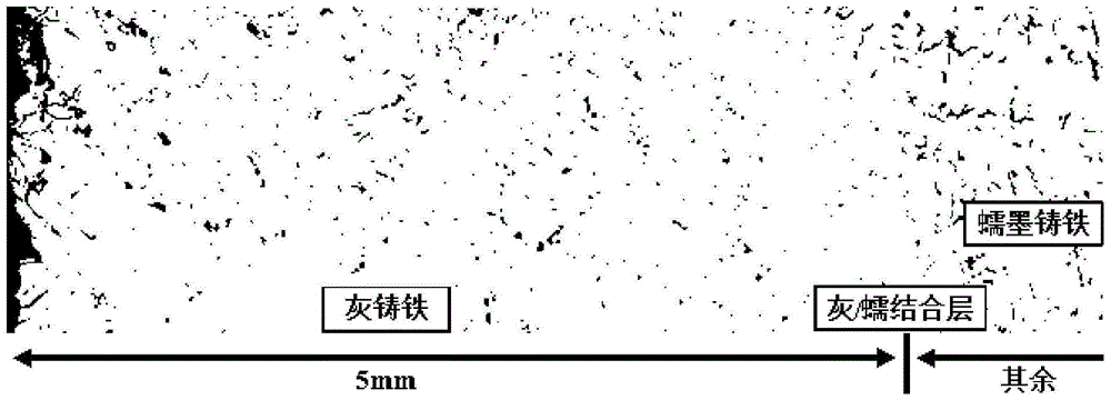 Preparation method of gray/vermicular graphite composite cast iron material