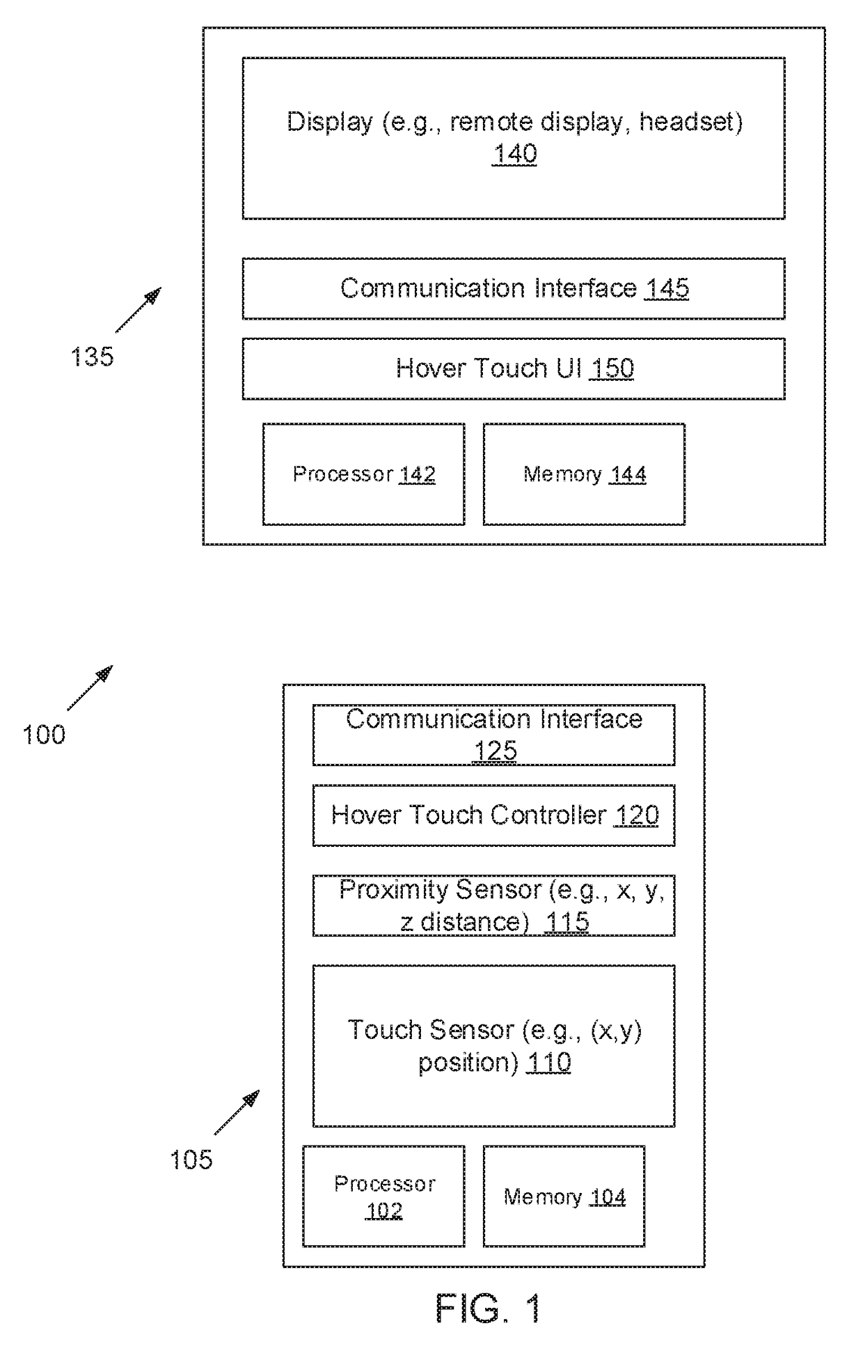 Remote hover touch system and method