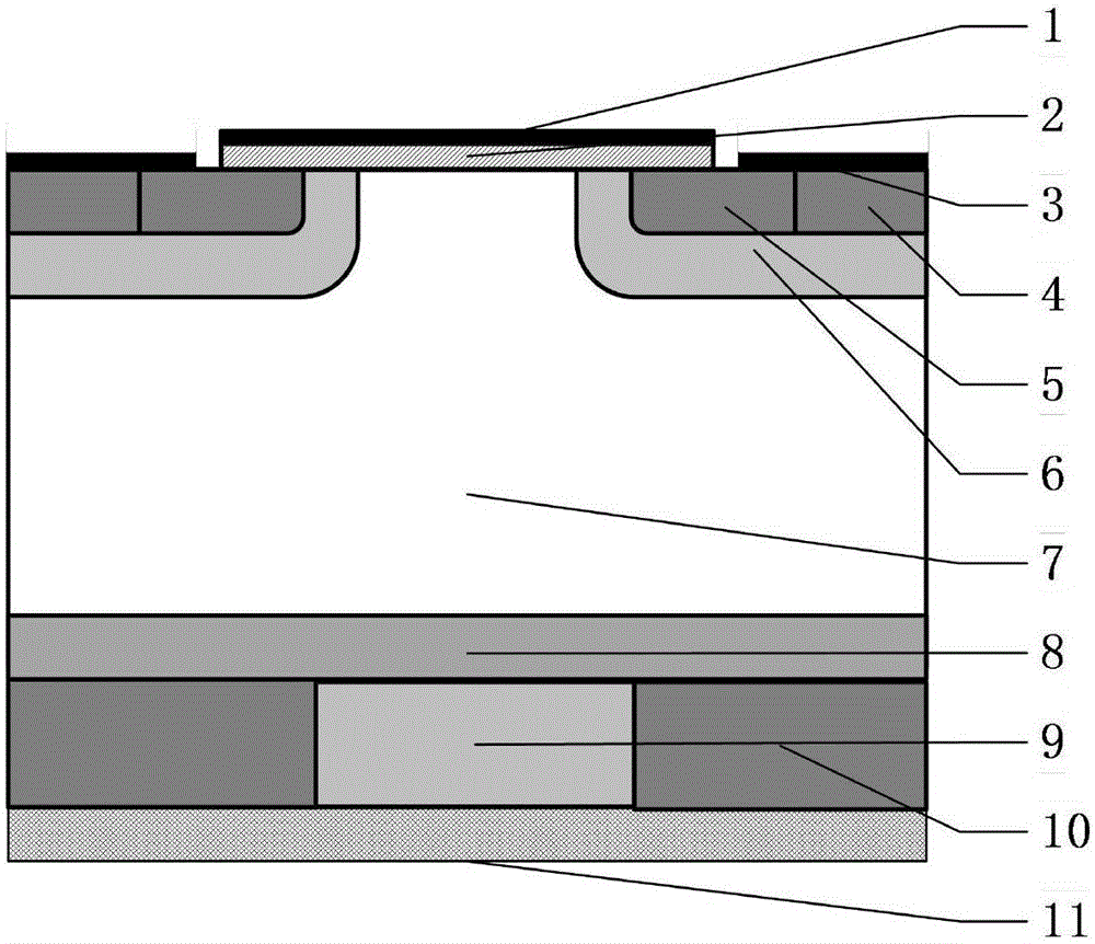 Silicon carbide vertical insulated gate bipolar transistor and production method thereof