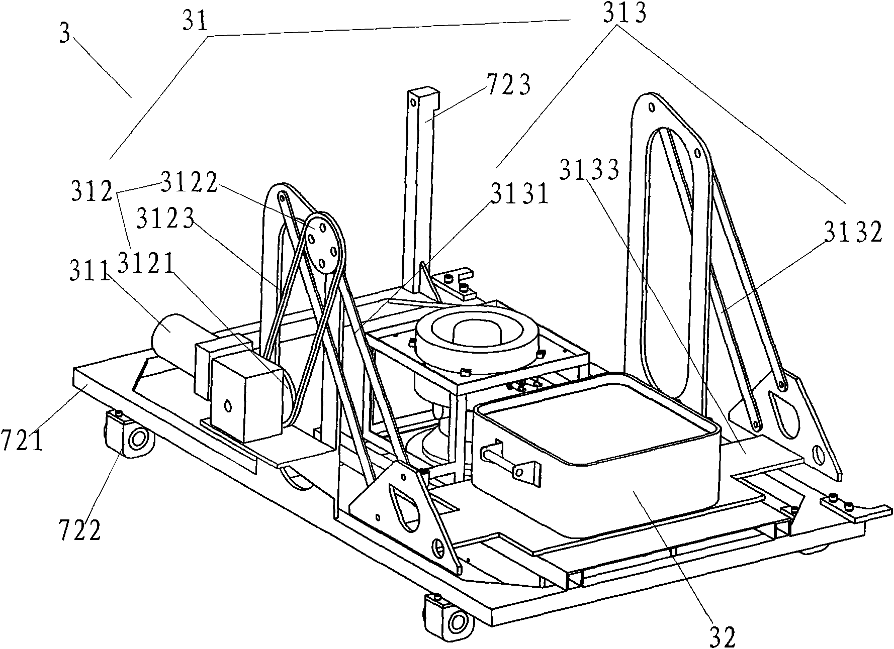 Cooking device with middle discharge mechanism