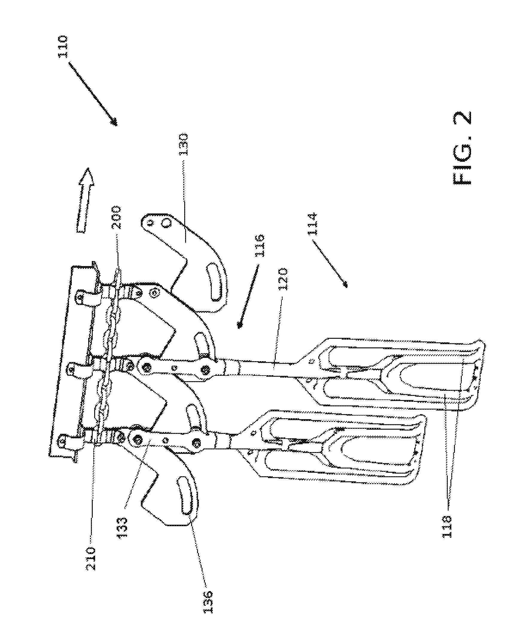 Shackle with pivot feature and log chain drive mechanism