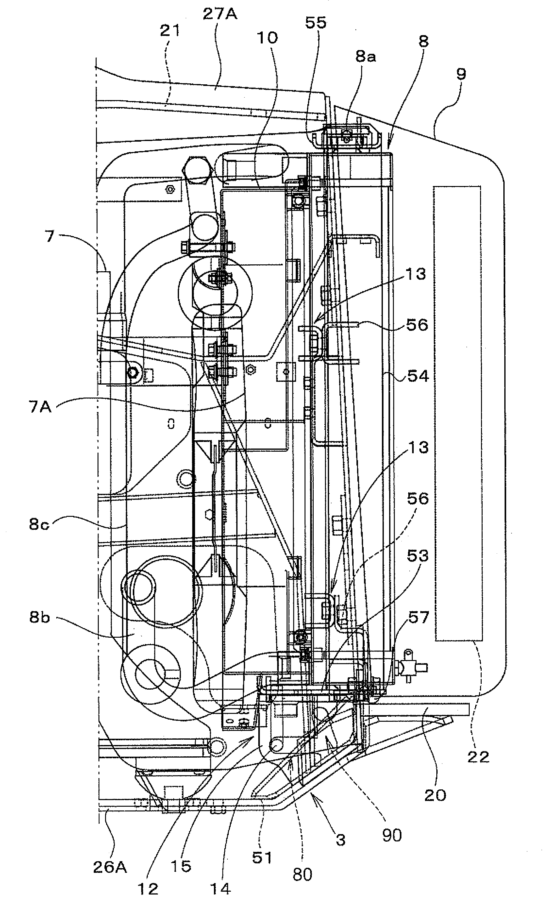 Mounting Arrangement for Mounting Cooler Unit to Work Machine