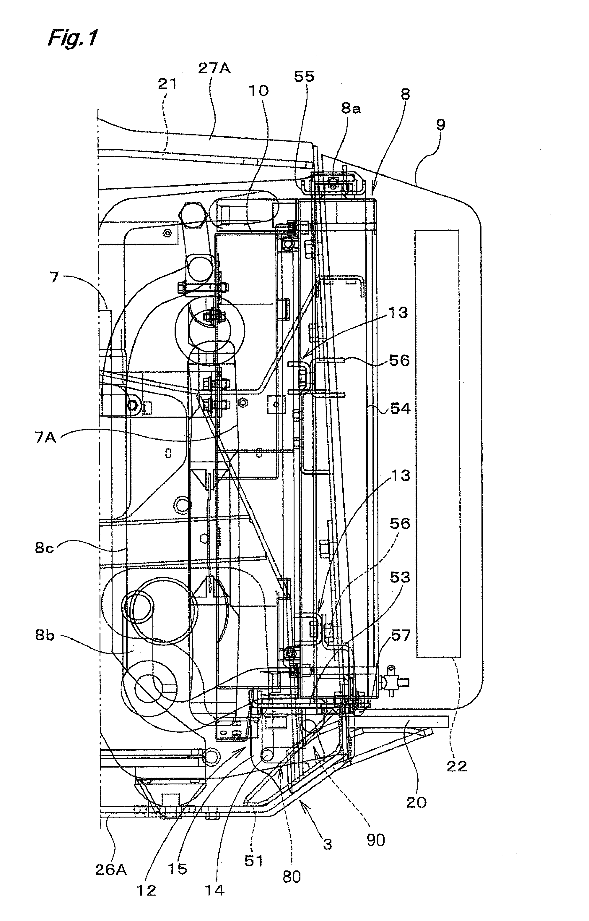 Mounting Arrangement for Mounting Cooler Unit to Work Machine