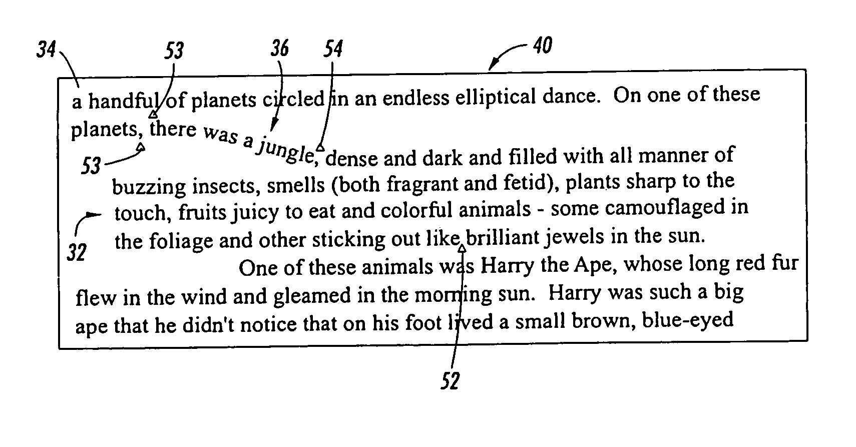 Swoopy text for connecting annotations in fluid documents