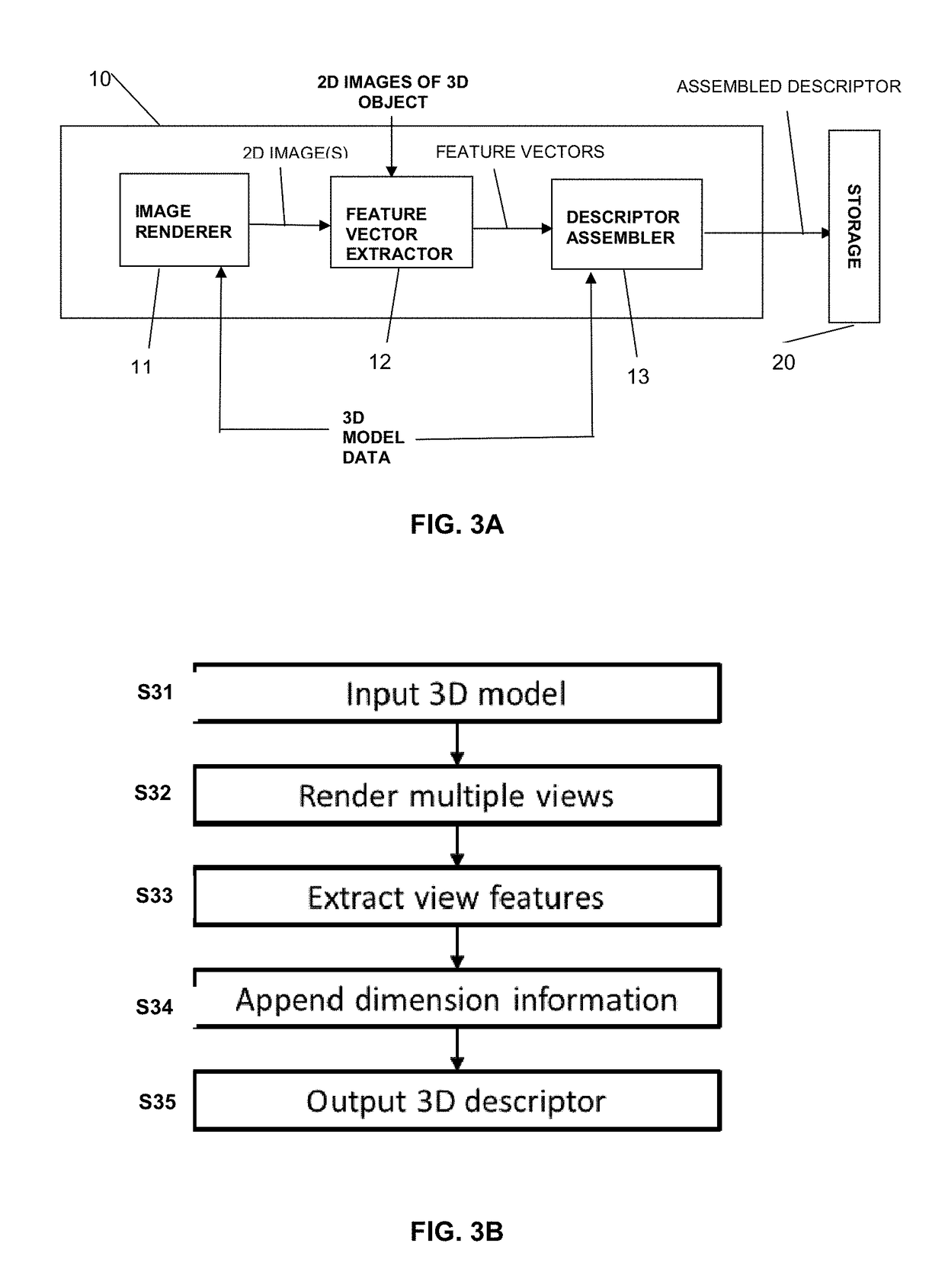 Method and apparatus for searching a database of 3D items using descriptors