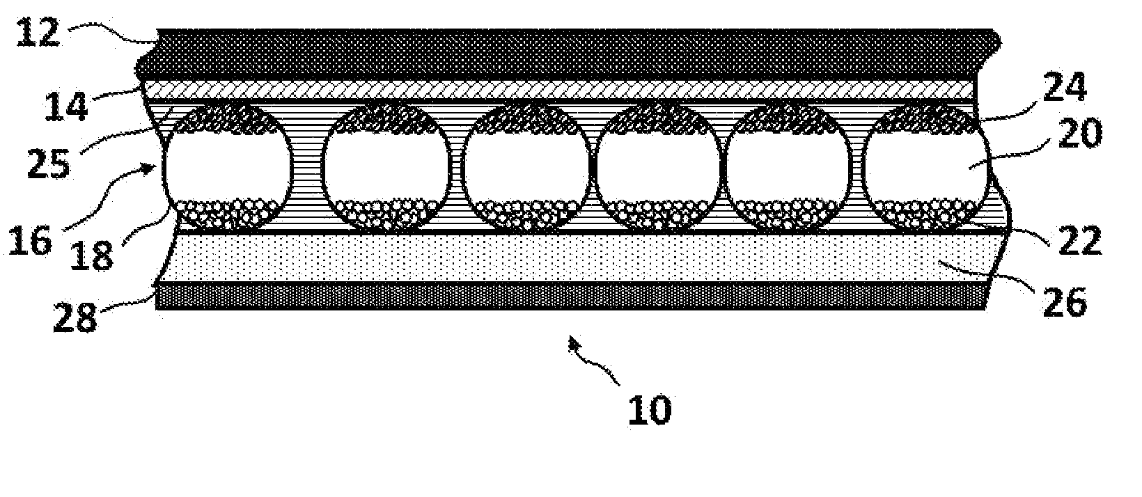 Controlled polymeric material conductivity for use in a two-phase electrode layer