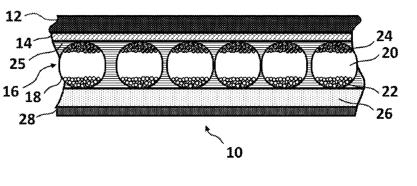 Controlled polymeric material conductivity for use in a two-phase electrode layer