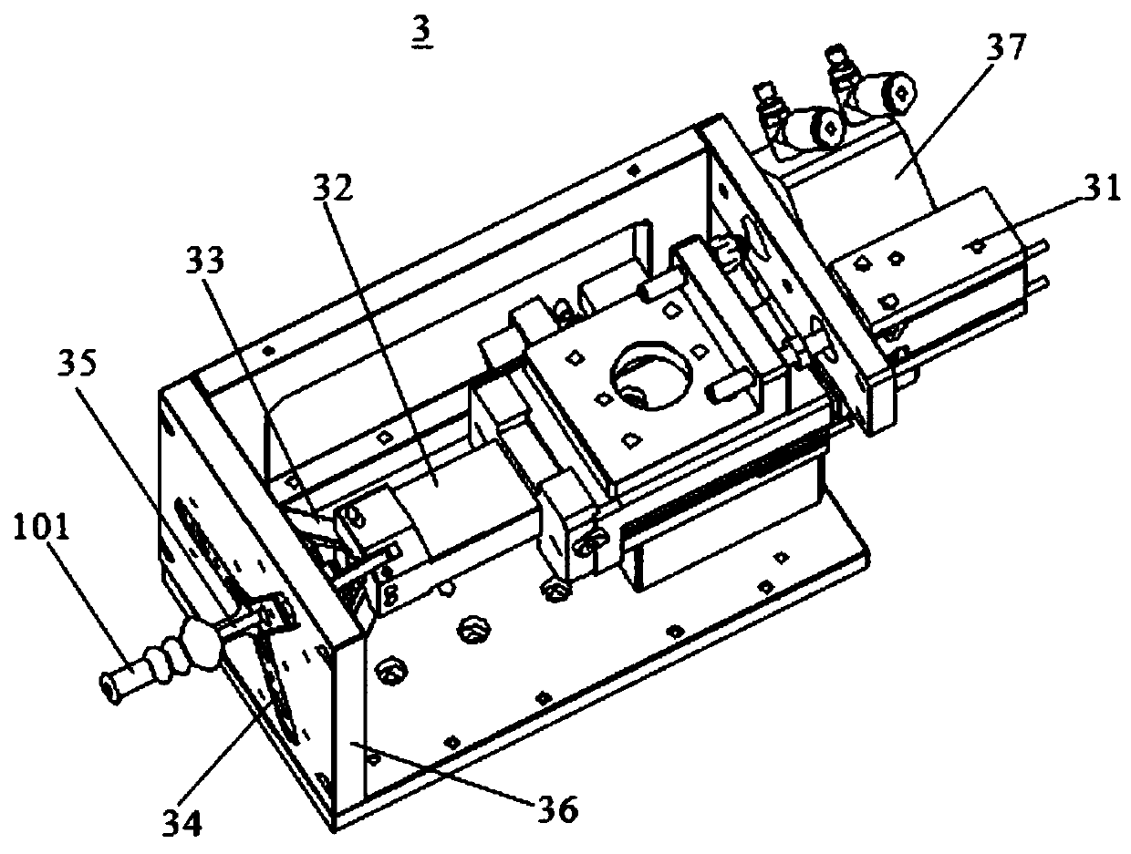 Automatic assembly device for the rubber sleeve at the end of the wire