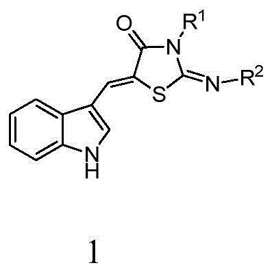 5-(1H-indolyl-3-methylene)-1,3-thiazolidinyl-4-one derivatives, and synthesis method and application thereof