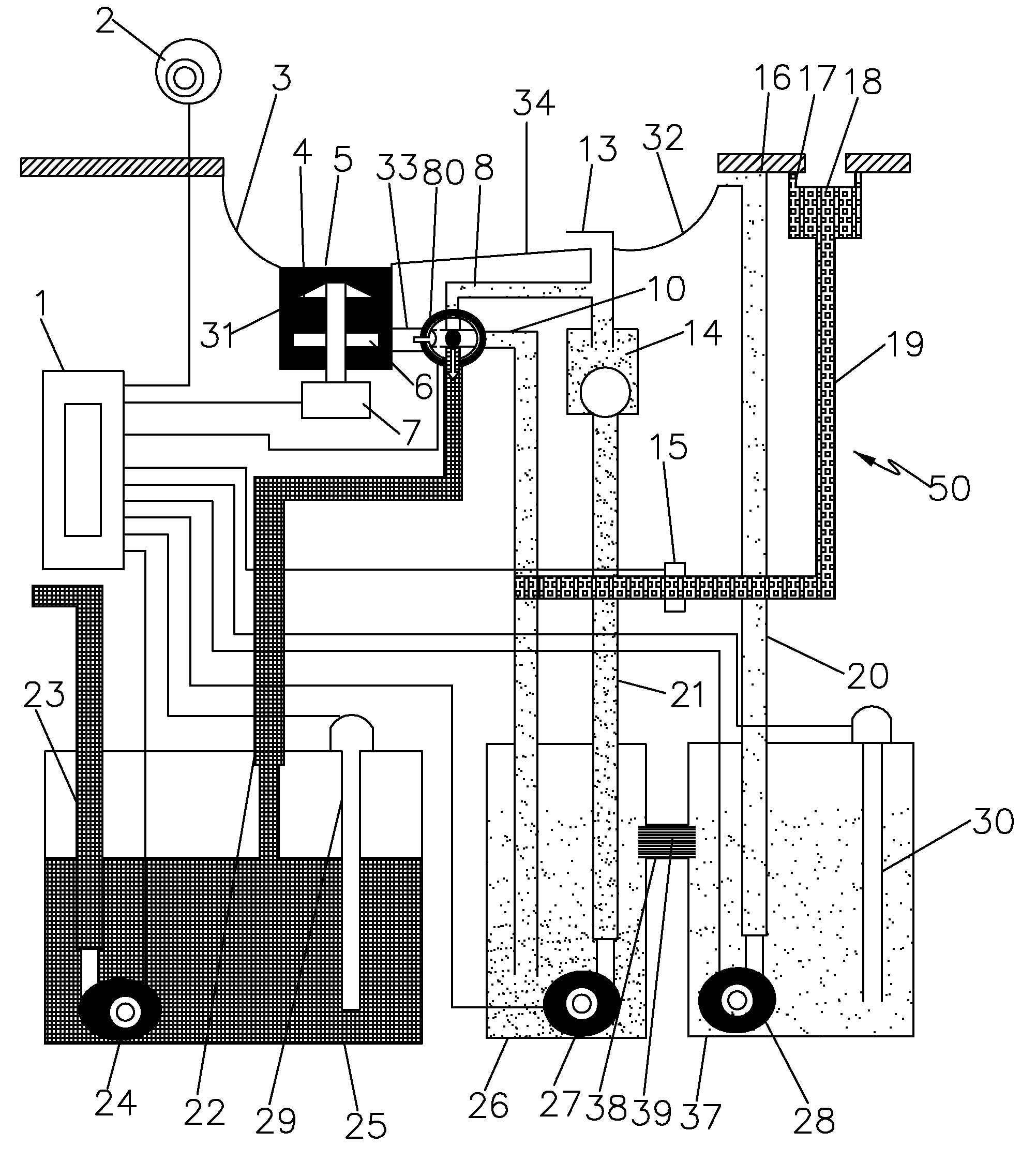 Non-water lavatory flushing device with flushing pump