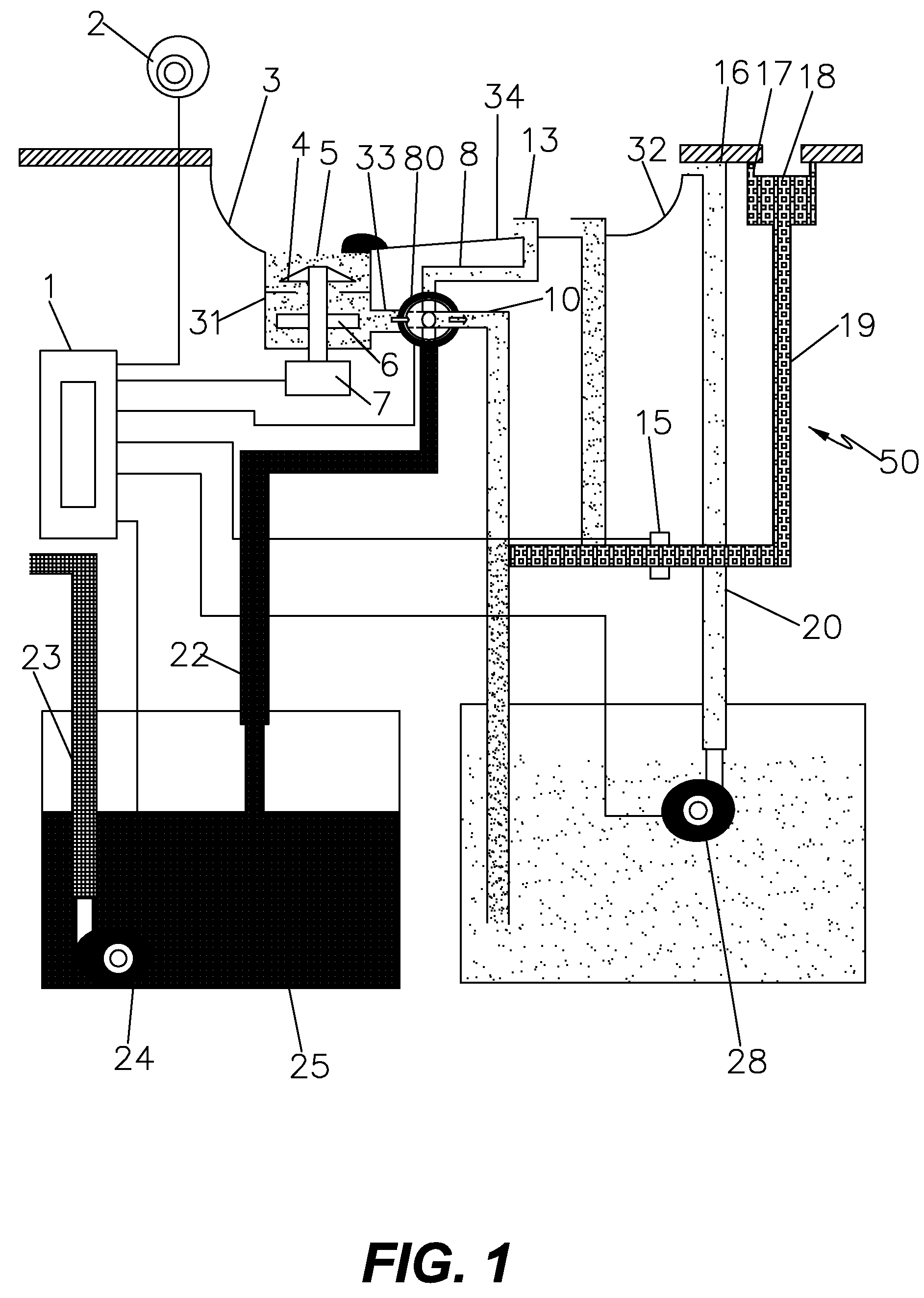 Non-water lavatory flushing device with flushing pump