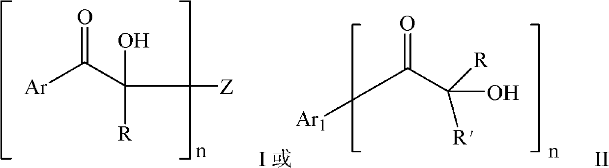 Hydroxy-ketone photoinitiator containing multiple functional groups for reducing and eliminating VOC (volatile organic compounds) emission